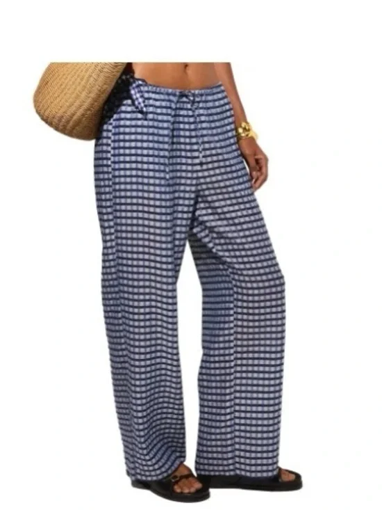 🆕 JCREW Crinkled Beach Pant in Gingham - Picture 2 of 2